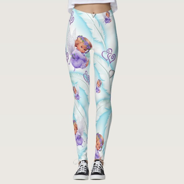 Leggings Piernas del corazón púrpura de ángel (Anverso)