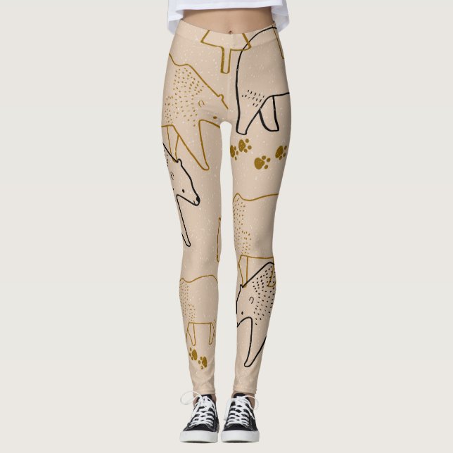 Leggings Piernas del oso en beige (Anverso)