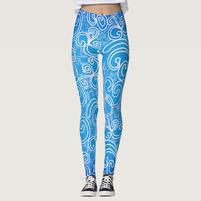 Leggings Piernas del patrón azul giratorio (Anverso)