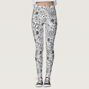 Leggings Piernas del patrón blanco negro