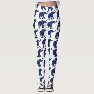 Leggings Piernas del patrón de elefante azul brillante azul