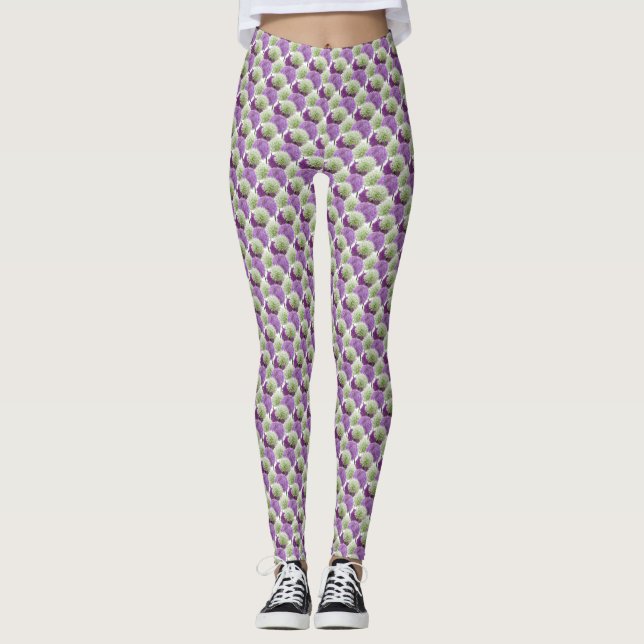 Leggings Piernas del patrón de flores de Allium (Anverso)
