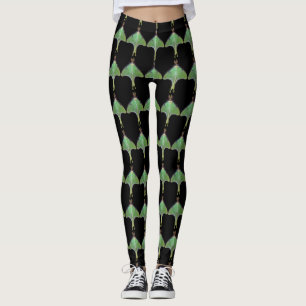 Leggings Piernas del patrón de resumen de la luna verde