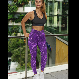 Leggings Piernas del patrón satinado púrpura - Bonito