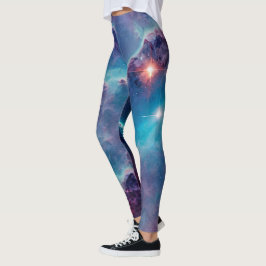 Leggings Piernas del Universo de la Nebulosa Cósmica Azul
