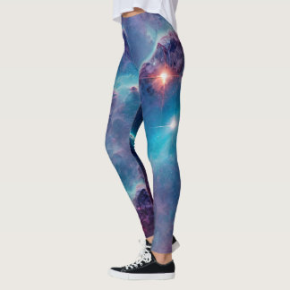 Leggings Piernas del Universo de la Nebulosa Cósmica Azul