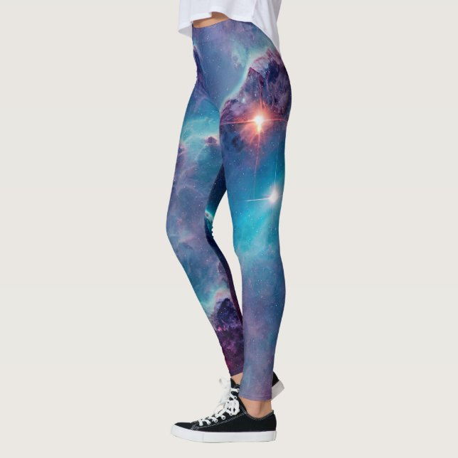 Leggings Piernas del Universo de la Nebulosa Cósmica Azul (Izquierda)