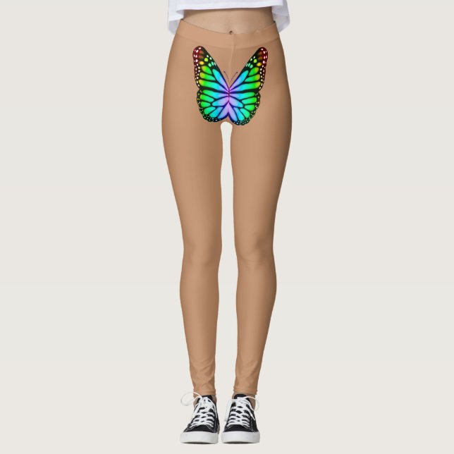 Leggings Piernas desnudas de mariposa arco iris (Anverso)