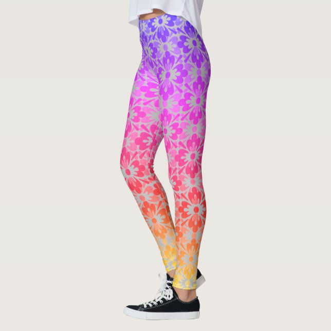 Leggings Piernas eléctricas de flor de arco iris (Izquierda)