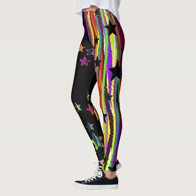 Leggings Piernas Estelares De Arcoiris Y Negro (Izquierda)