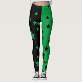 Leggings Piernas Estelares Negra Y Verde