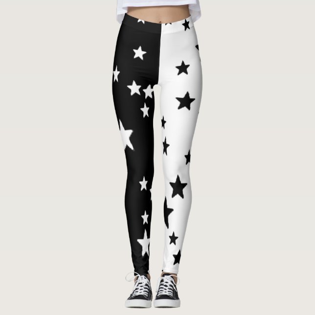 Leggings Piernas Estrella Negra Y Blanca (Anverso)