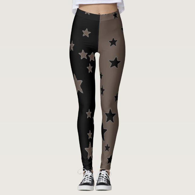 Leggings Piernas Estrella Negra Y Blanca (Anverso)