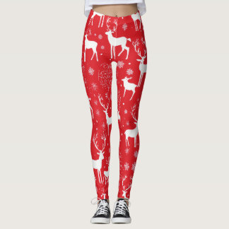Leggings piernas femeninas con diseño de ciervos rojos