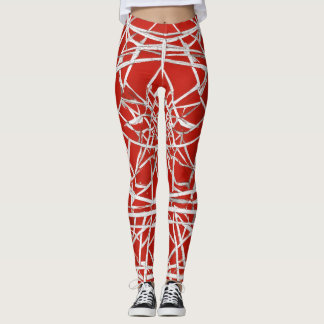 Leggings piernas femeninas con olas rojas y blancas