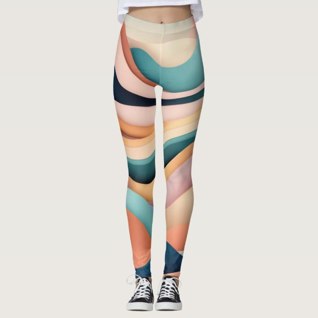Leggings piernas femeninas con ondas de color (Anverso)