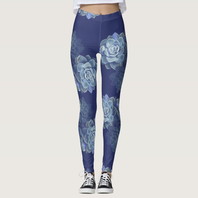 Leggings Piernas femeninas de Cactus azules (Anverso)