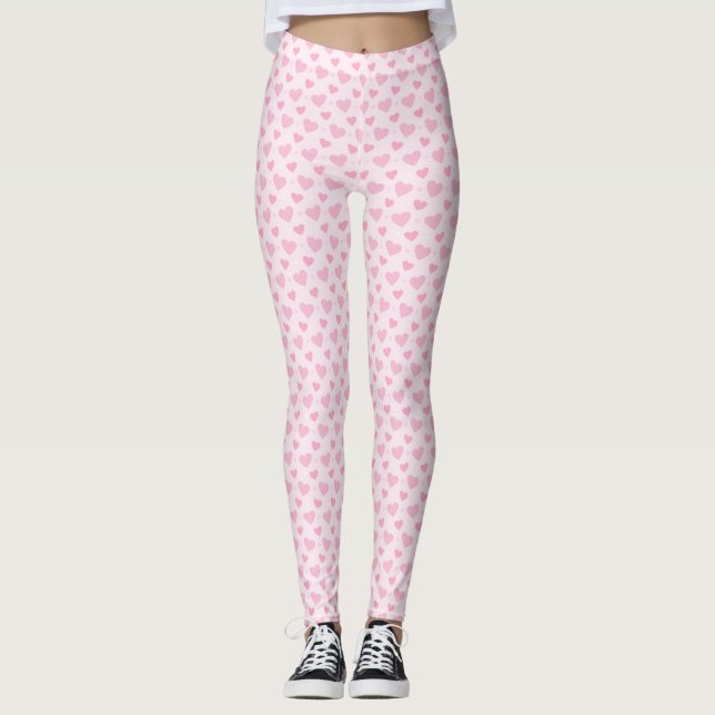 Leggings Piernas femeninas de los corazones rosados (Anverso)