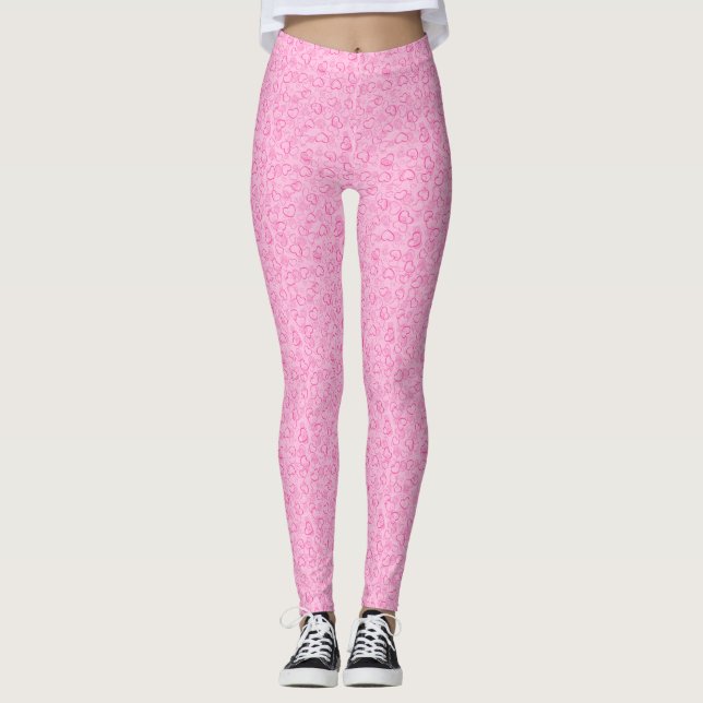 Leggings Piernas femeninas de los corazones rosados (Anverso)