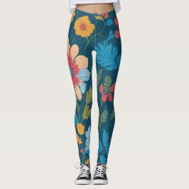 Leggings Piernas Florales Azules