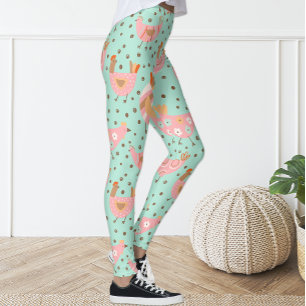 Leggings Piernas florales de pollo de pollo de color rosa a