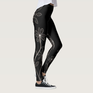 Leggings Piernas florales negras