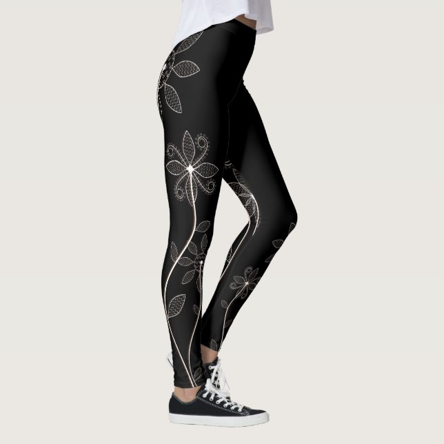 Leggings Piernas florales negras (Derecha)