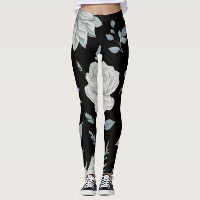 Leggings Piernas florales negras (Anverso)