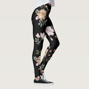 Leggings Piernas florales negras