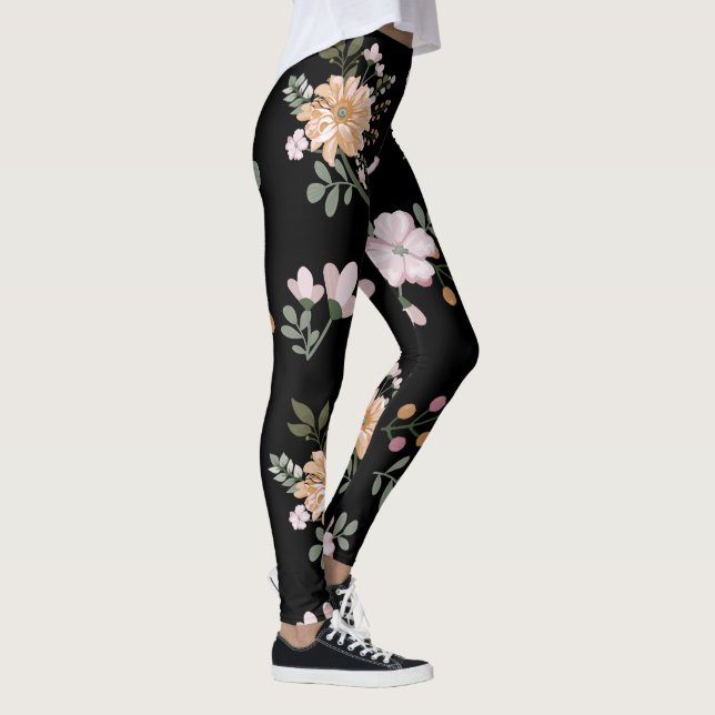 Leggings Piernas florales negras (Derecha)