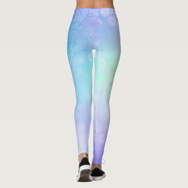 Leggings Piernas florales Pastel Azul Arcoiris (Reverso)