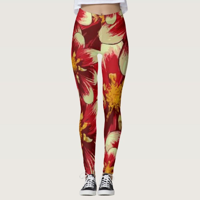 Leggings Piernas florales rojas (Anverso)