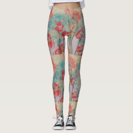 Leggings Piernas florales rojas