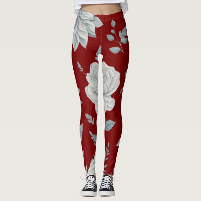 Leggings Piernas florales rojas (Anverso)