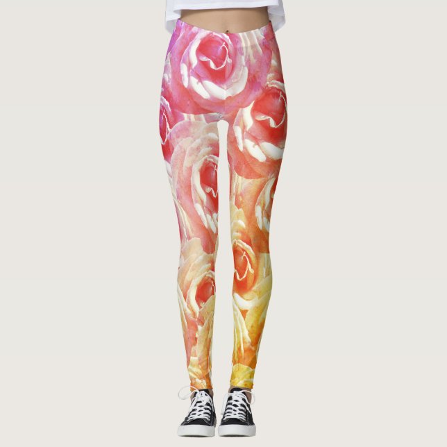 Leggings Piernas florales rosadas (Anverso)