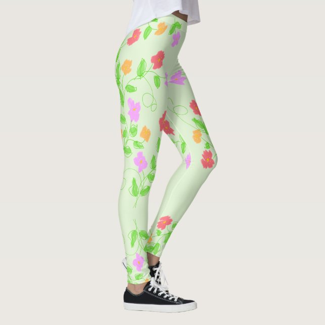 Leggings Piernas floridas de color verde claro (Derecha)