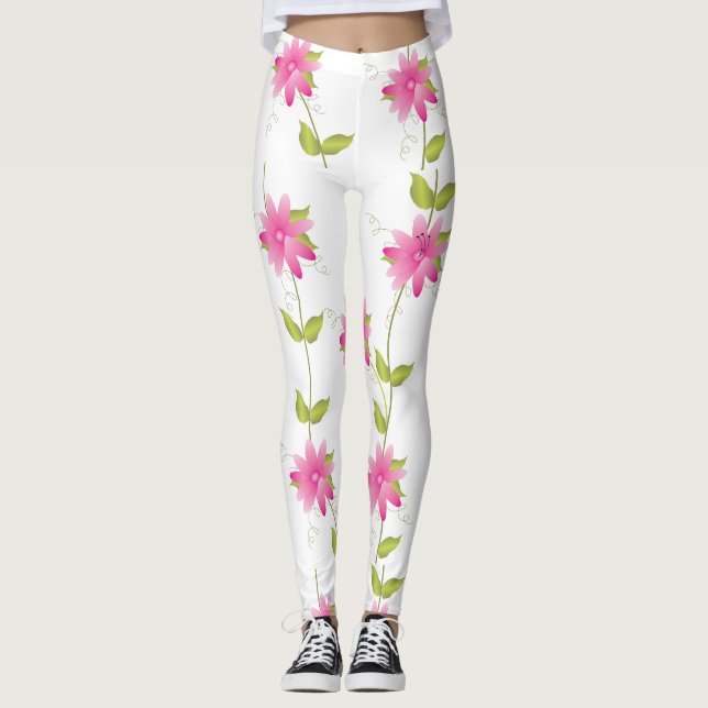 Leggings Piernas floridas rosadas calientes (Anverso)