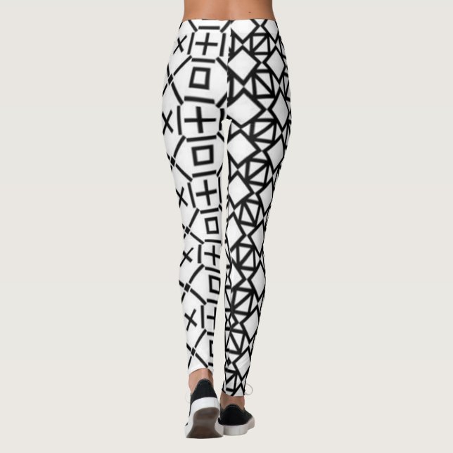 Leggings Piernas geométricas en blanco y negro (Reverso)