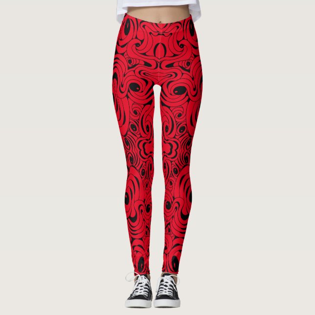 Leggings Piernas giratorias rojas y negras de Joya Eve (Anverso)