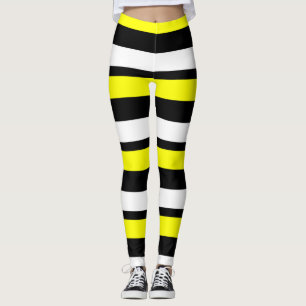 Leggings Piernas horizontalmente rayadas amarillas blancas 