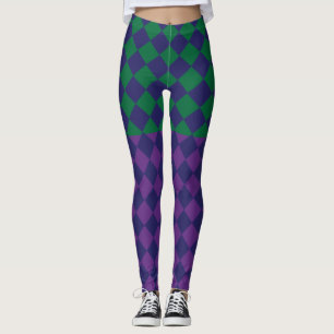 Leggings Piernas más pequeñas azules, violetas y verdes.