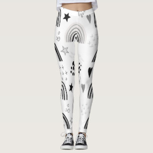 Leggings Piernas mínimas de arco iris blanco negro