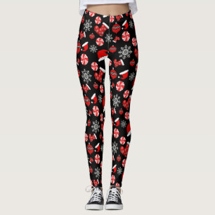 Leggings Piernas navideñas Black Red White Merry
