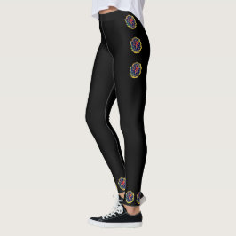 Leggings Piernas negras con diseño floral 2