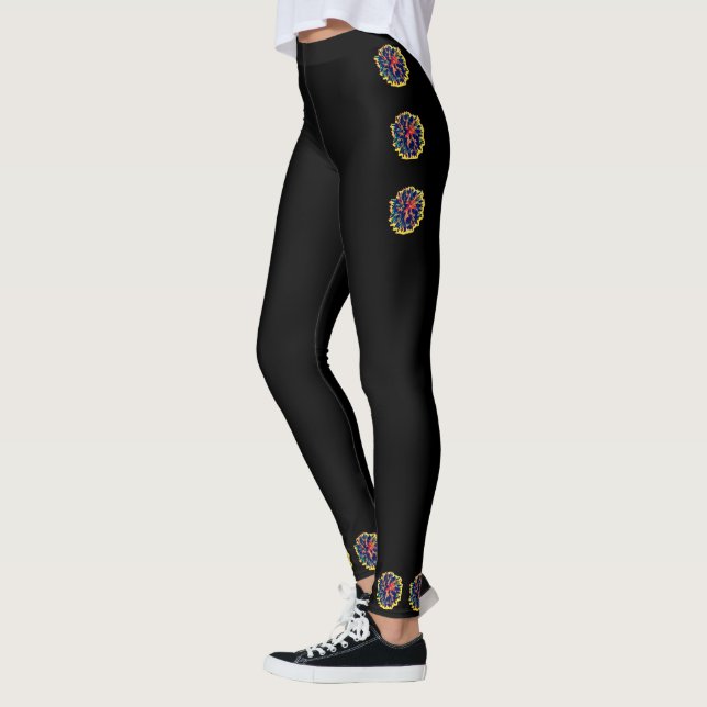 Leggings Piernas negras con diseño floral 2 (Izquierda)