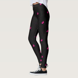 Leggings Piernas negras con mariposas rosas eligen el color