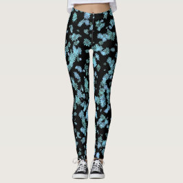 Leggings Piernas negras moradas y azules de copo de nieve d