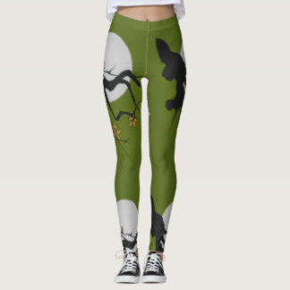 Leggings Piernas: Orig. Rama asiática de arte/verde/negro/b