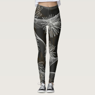 Leggings Piernas oscuras con grandes flores blancas y remol
