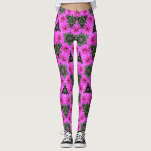 Leggings Piernas ~ petunias rosas con verde ~ original